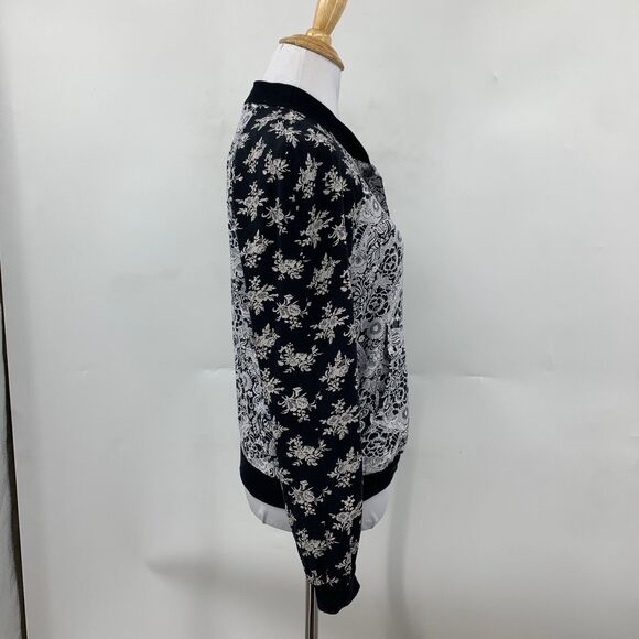 Free People Jacket Womens S Small Floral Bomber Snap Button Satin Lined Pockets - Picture 11 of 16